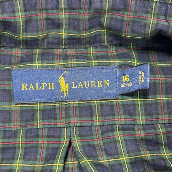 Ralph Lauren Dress Shirt 16 32/33 Button Up Plaid Long Sleeve Preppy Classic - Picture 10 of 15